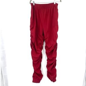 Y2K K TOO Ruched Zip Ankle Track Pants Womens L Red Athleisure Streetwear Sporty